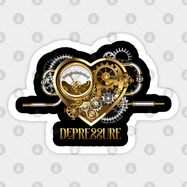 DEPRESSURE Mechanical Heart Steampunk Sticker by Dibble Dabble Designs